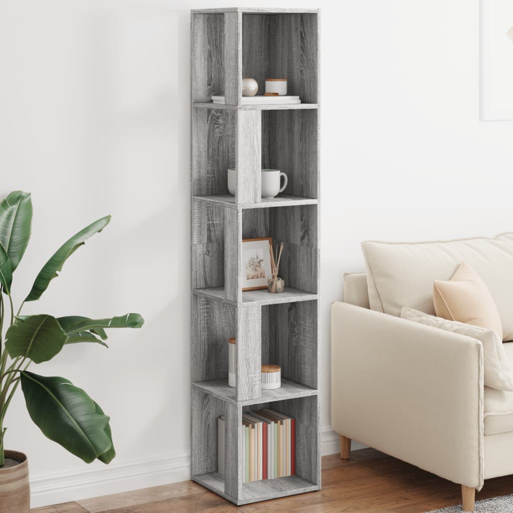 Modern Wooden 5-Tier Corner Bookcase Book Storage Cabinet Wood Shelving