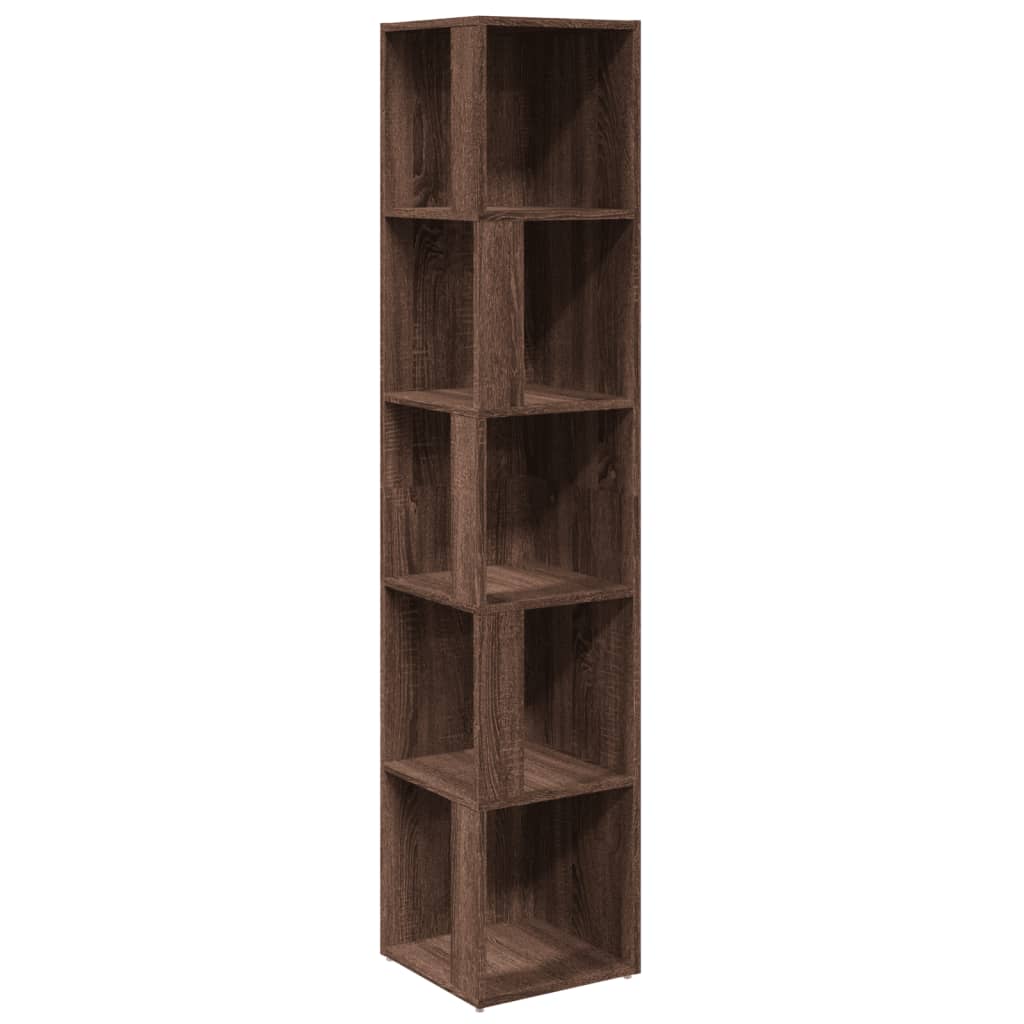 Modern Wooden 5-Tier Corner Bookcase Book Storage Cabinet Wood Shelving