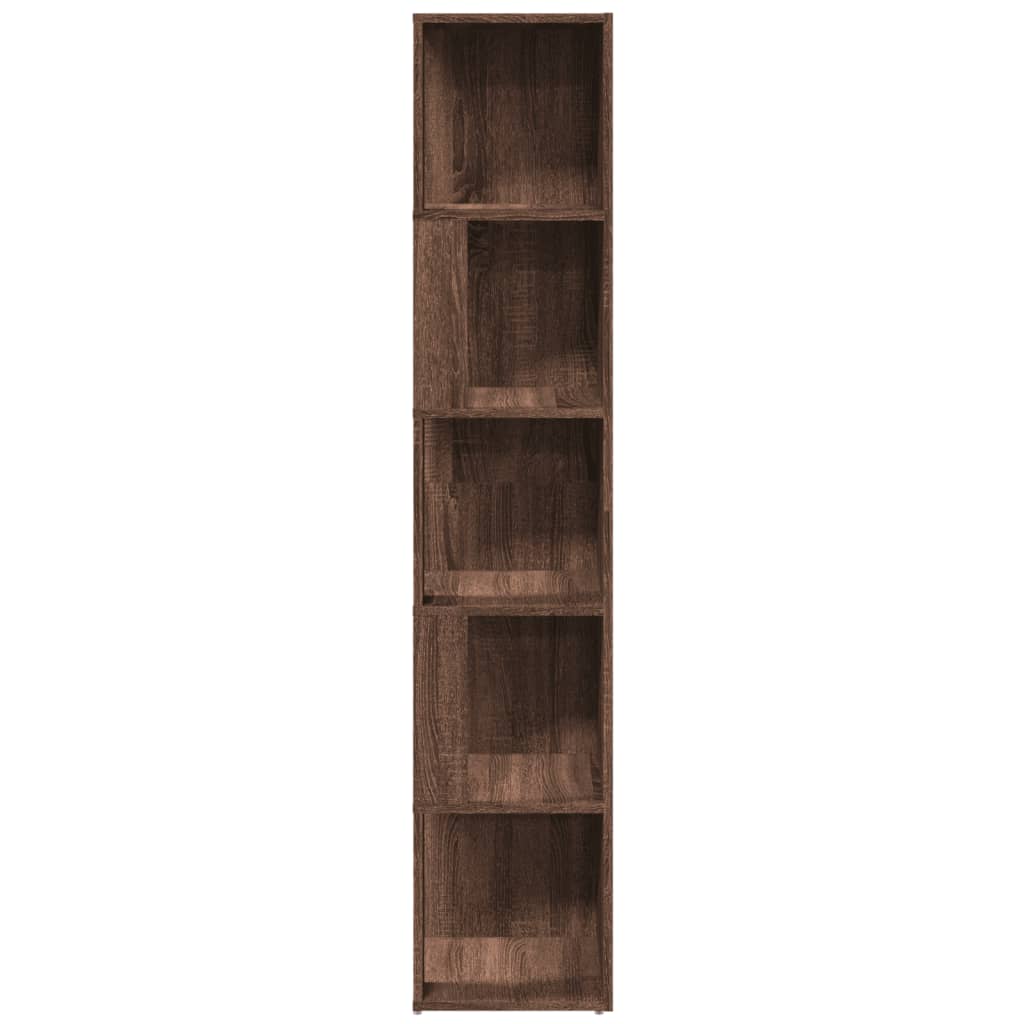Modern Wooden 5-Tier Corner Bookcase Book Storage Cabinet Wood Shelving