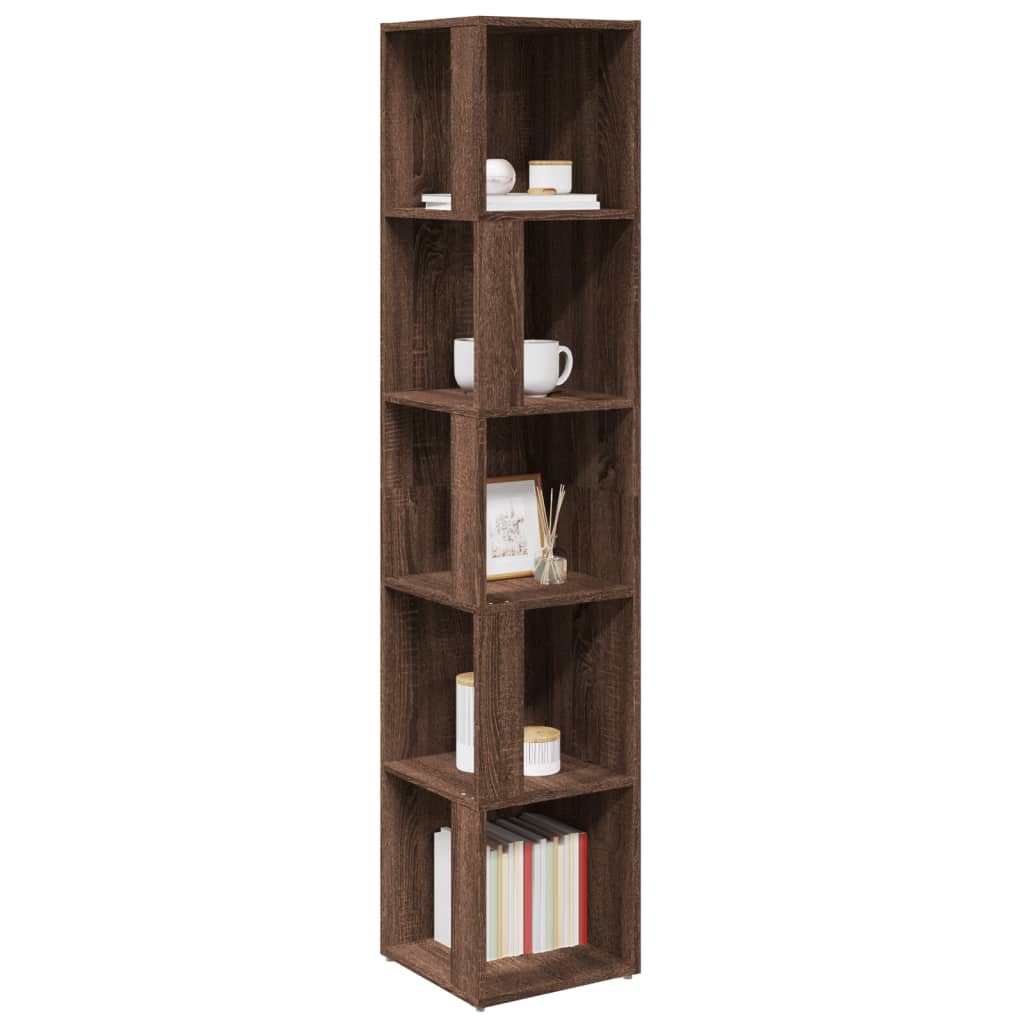 Modern Wooden 5-Tier Corner Bookcase Book Storage Cabinet Wood Shelving