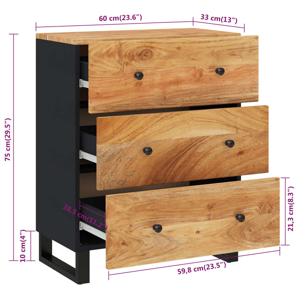 Sideboard 60x33x75 cm Solid Wood Acacia