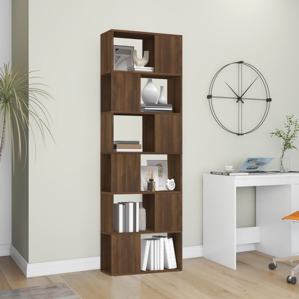 Modern Wooden Tall Open Bookcase Book Storage Cabinet Room Divider Wood
