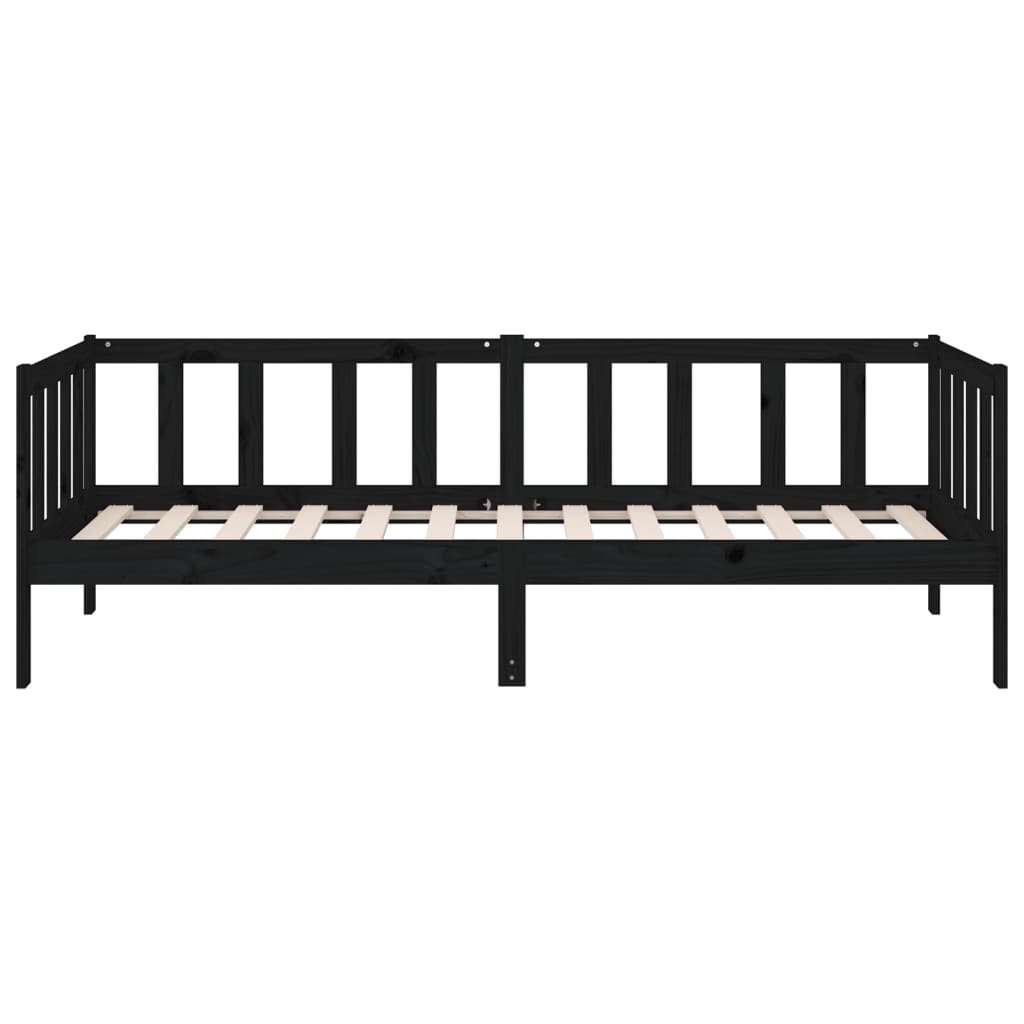 Day Bed without Mattress Black 90x190cm Solid Wood Pine