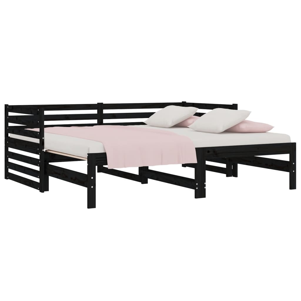 Pull-out Day Bed without Mattress Black 2x(90x190)cm