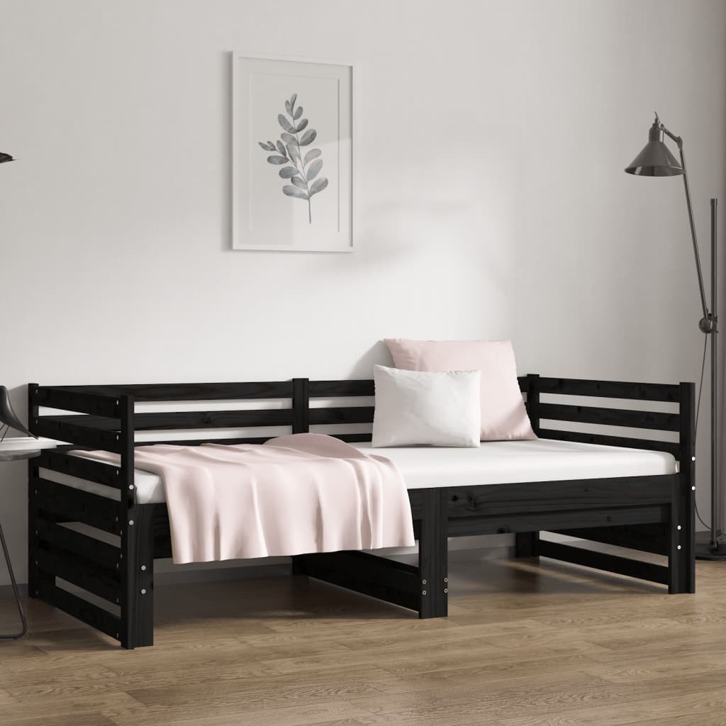Pull-out Day Bed without Mattress Black 2x(90x190)cm