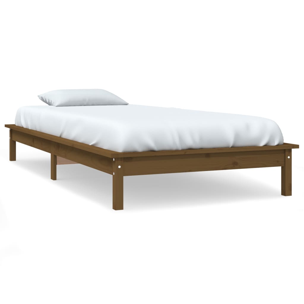 Bed Frame without Mattress Honey Brown 90x200 cm Solid Wood