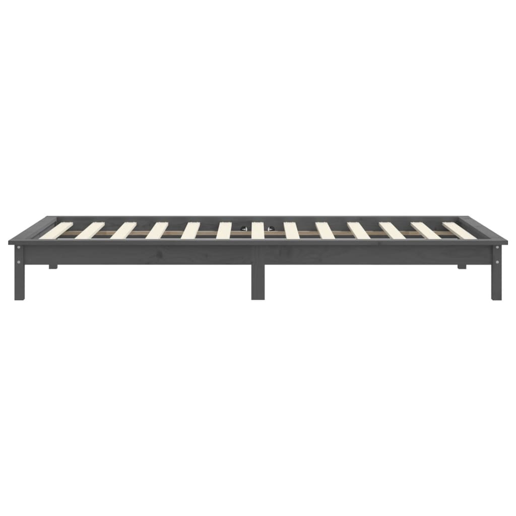 Bed Frame without Mattress Grey Single Solid Wood