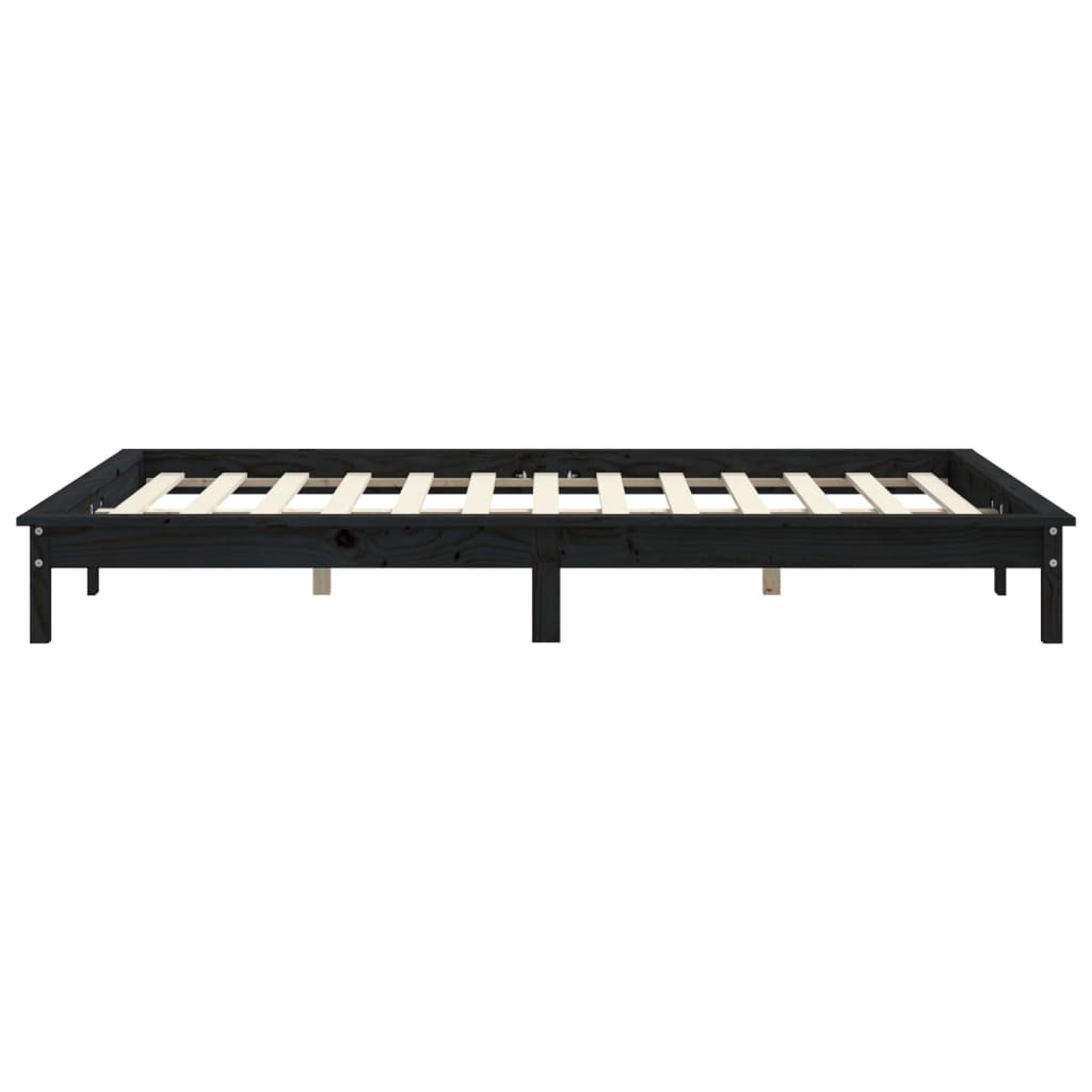 Bed Frame without Mattress Black 140x190 cm Solid Wood Pine