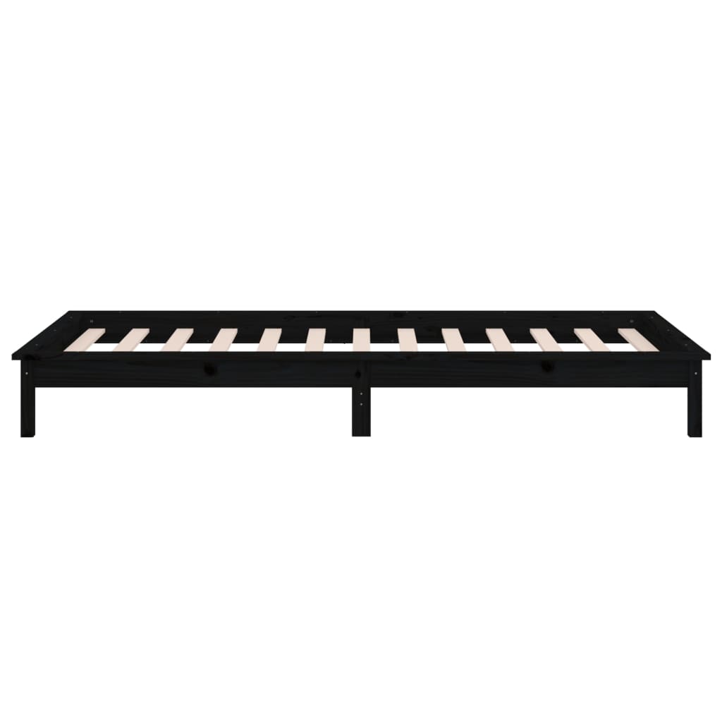 LED Bed Frame without Mattress Black 100x200 cm Solid Wood