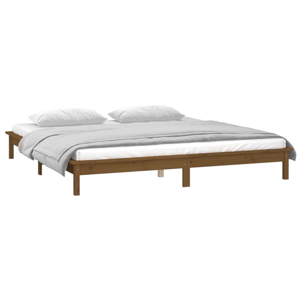 LED Bed Frame without Mattress Honey Brown 120x200 cm Solid Wood