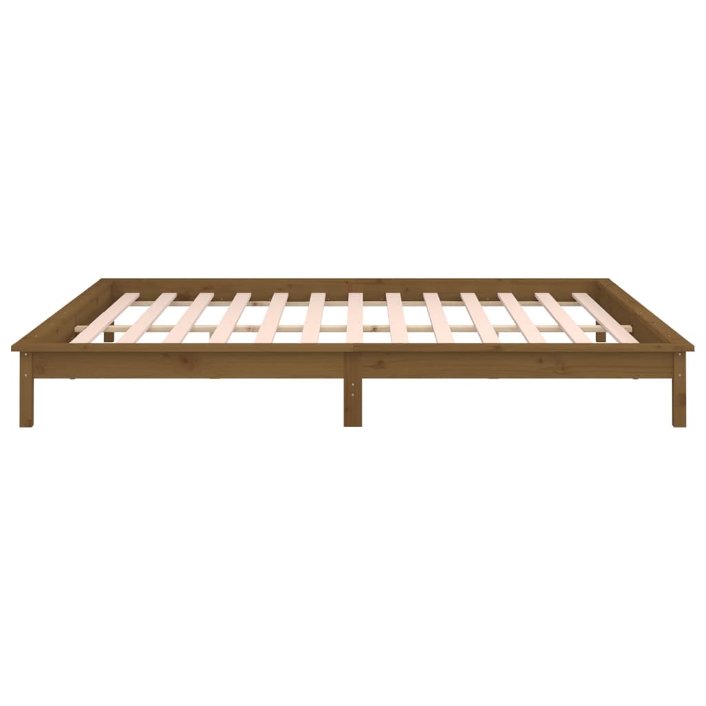 LED Bed Frame without Mattress Honey Brown 120x200 cm Solid Wood
