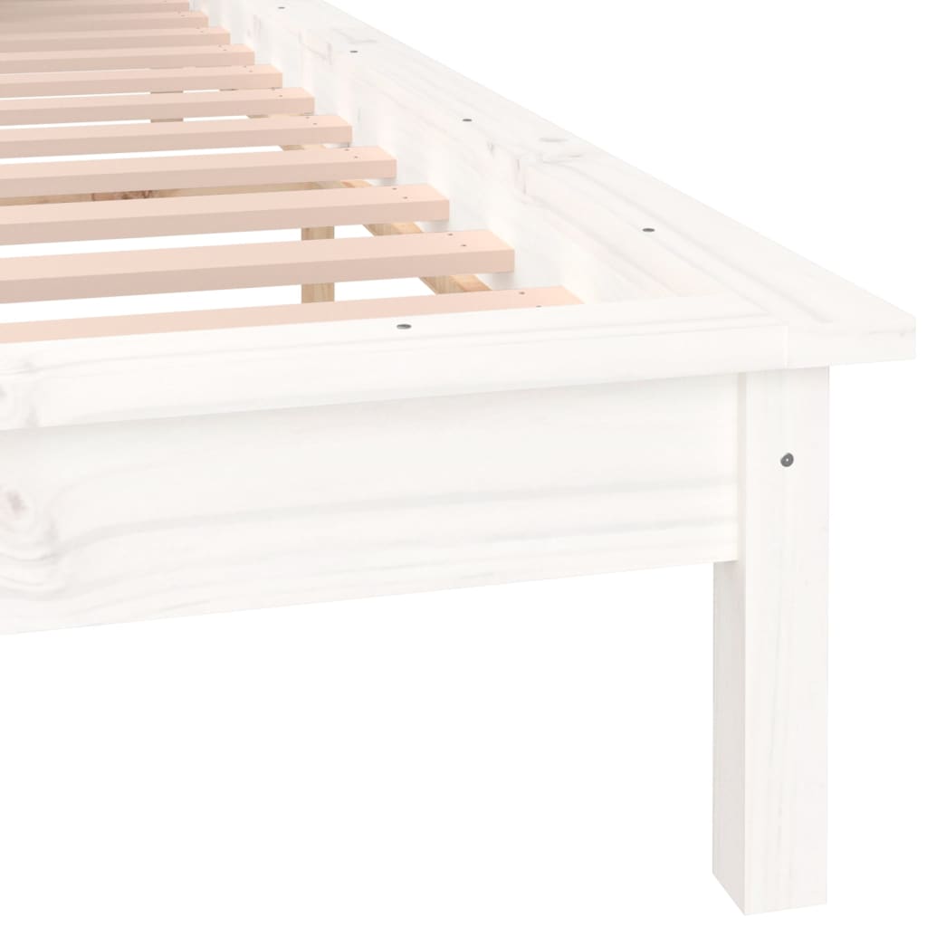 LED Bed Frame without Mattress White 160x200 cm Solid Wood