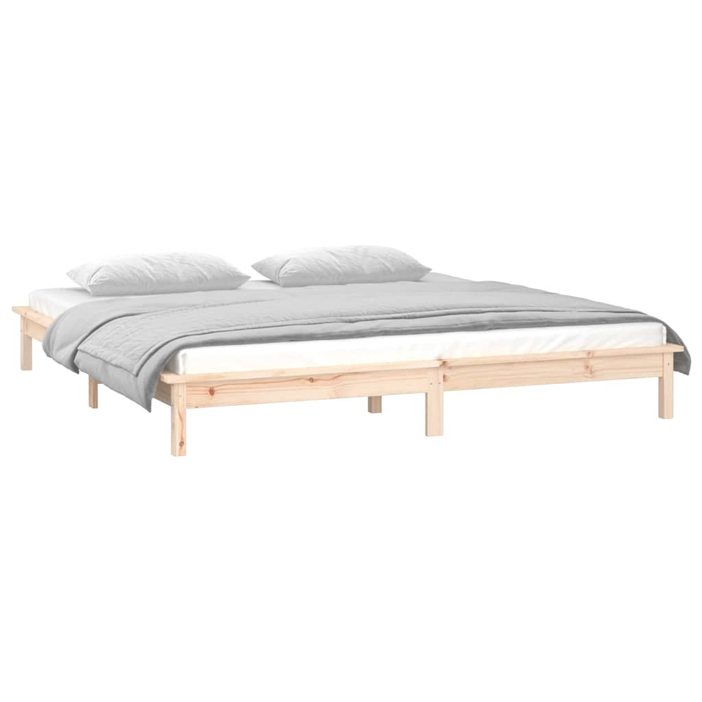 LED Bed Frame without Mattress 180x200 cm Super King  Solid Wood