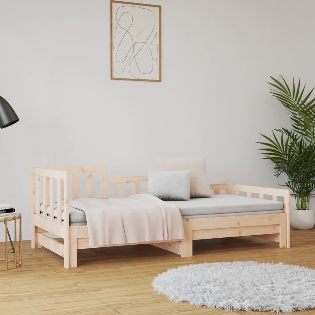 Pull-out Day Bed without Mattress 2x(90x190) cm Solid Wood Pine