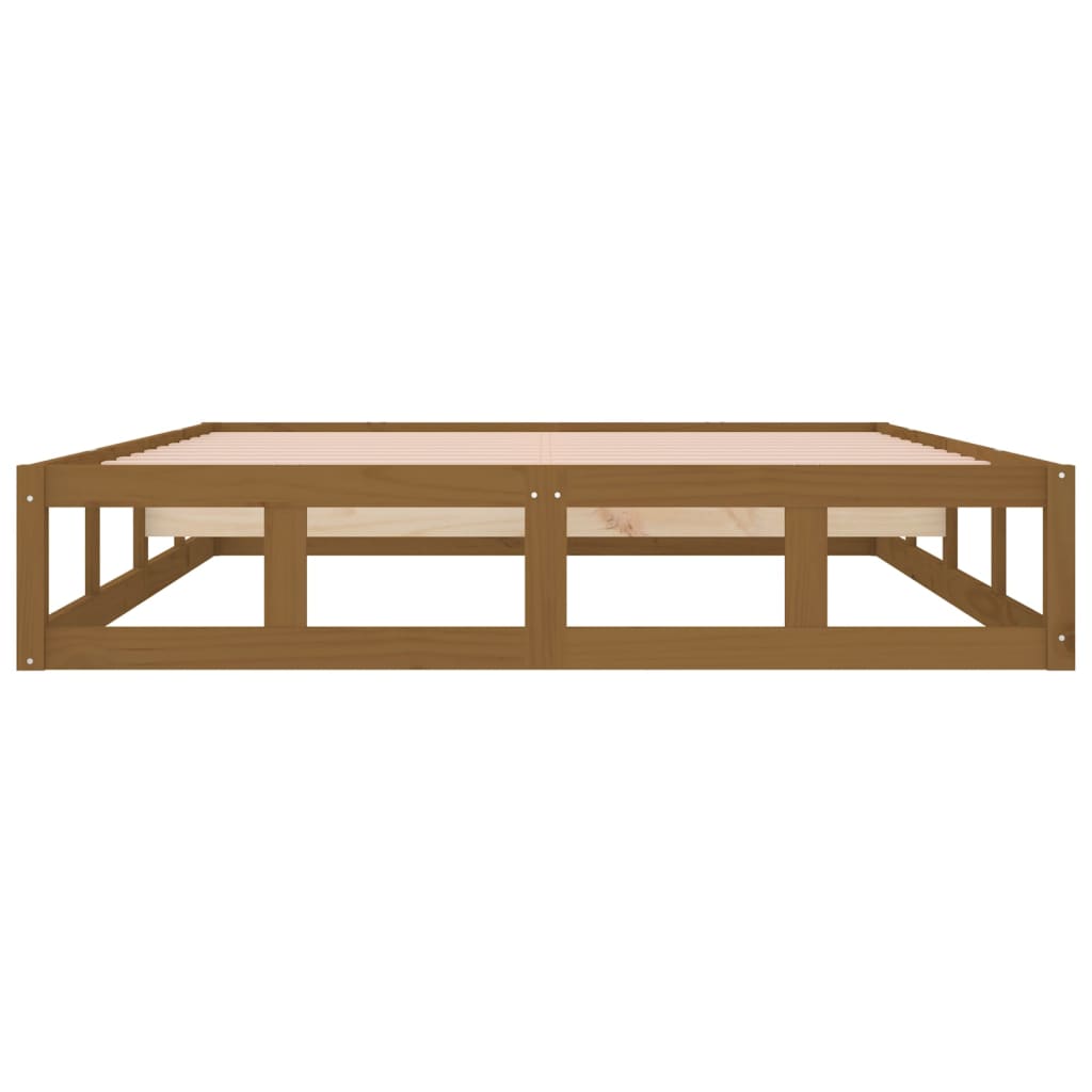 Bed Frame without Mattress Honey Brown 150x200 cm King Size  Solid Wood