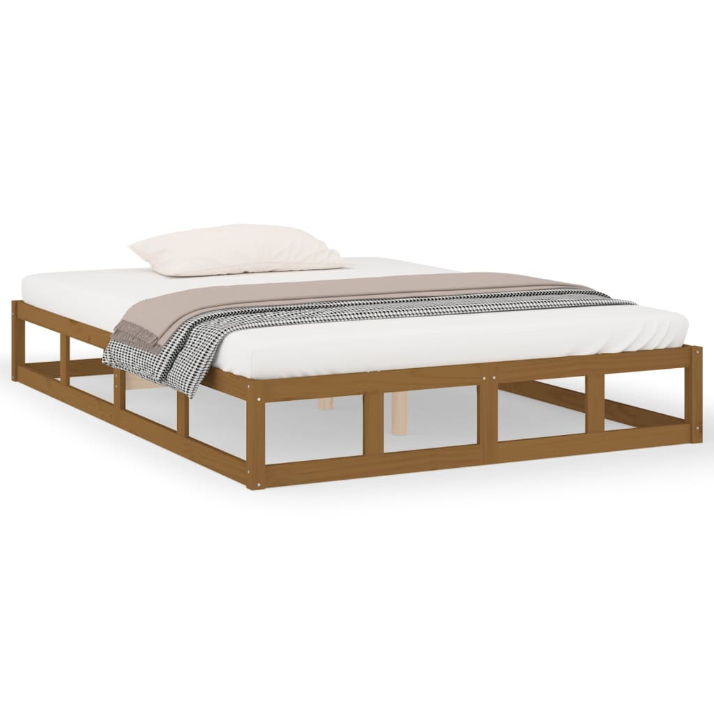 Bed Frame without Mattress Honey Brown 120x190 cm Small Double  Solid Wood