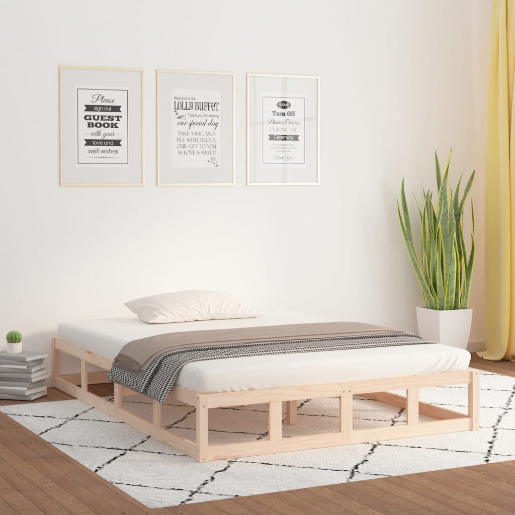 Bed Frame without Mattress 135x190 cm Double Double Solid Wood