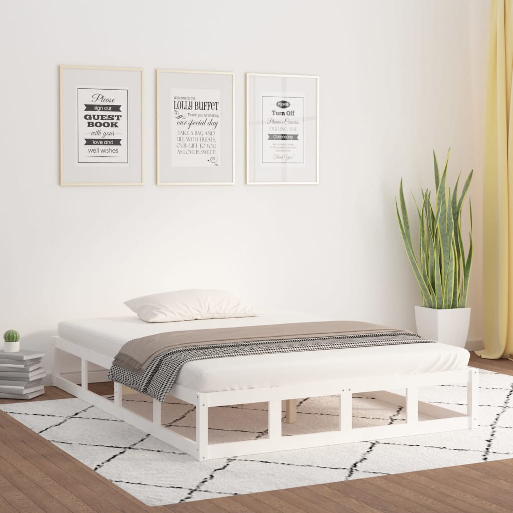 Bed Frame without Mattress White 140x190 cm Solid Wood