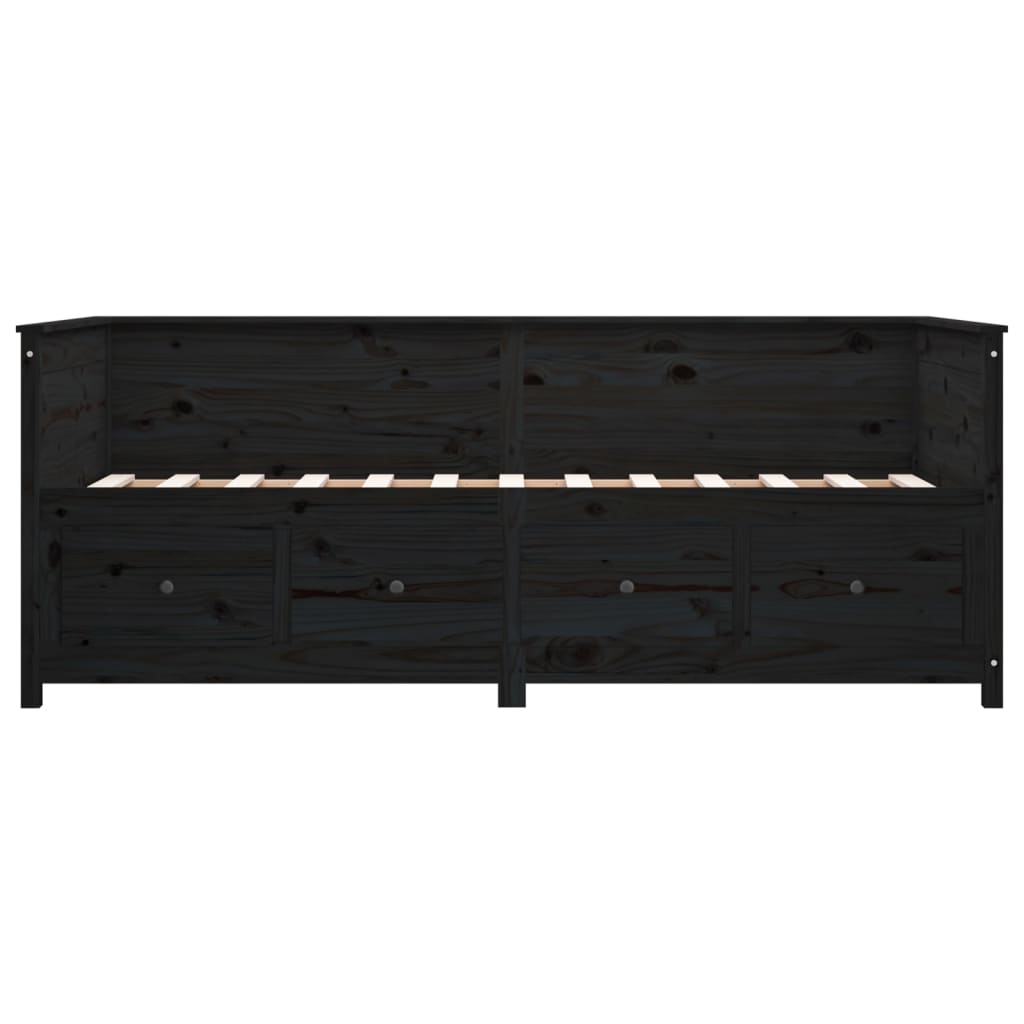 Day Bed without Mattress Black 90x200 cm Solid Wood Pine
