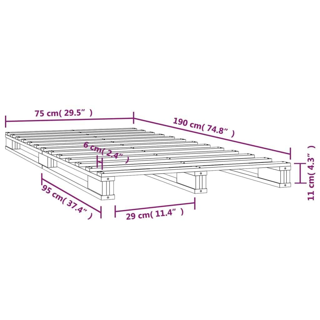 Pallet Bed without Mattress Small Single Solid Wood