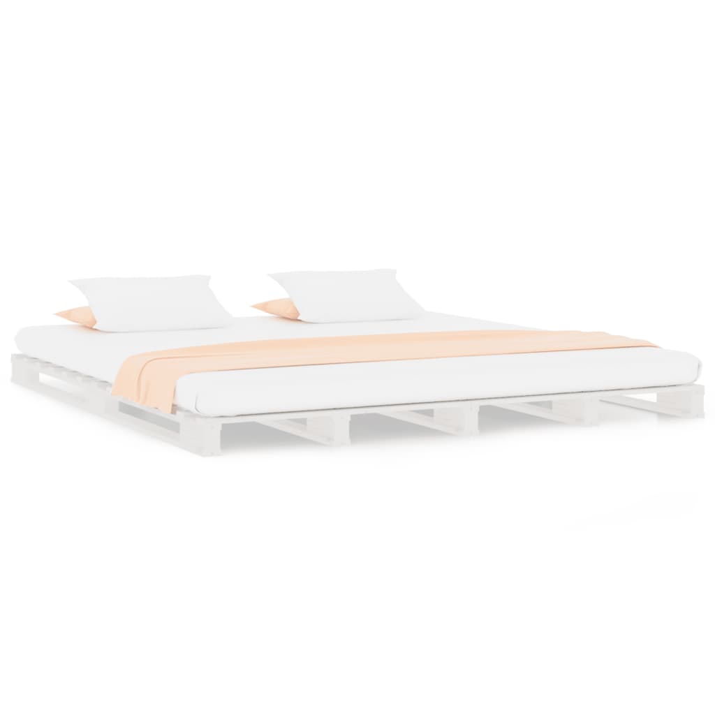 Pallet Bed without Mattress White Double Solid Wood