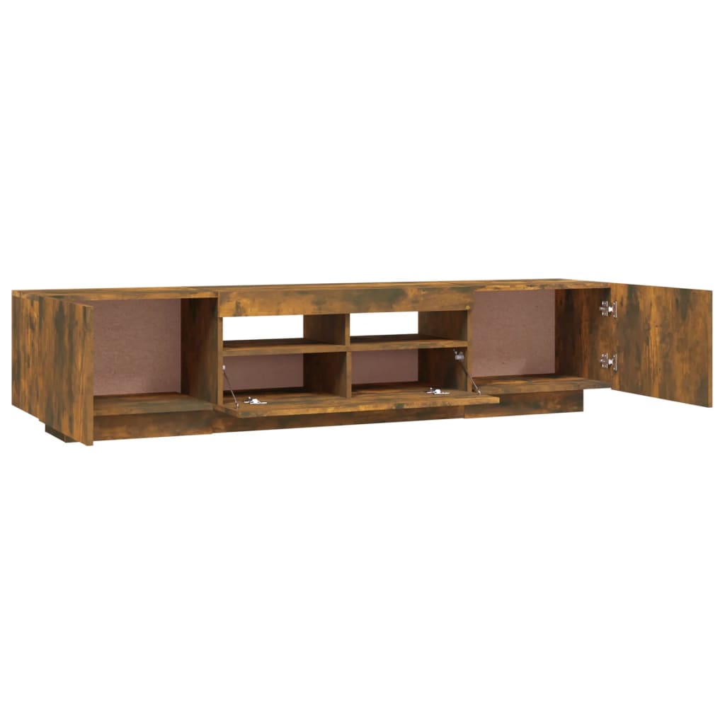 Modern Wooden 2pcs 70 Inch TV Tele Stand Unit Cabinet With LED Lights & Storage