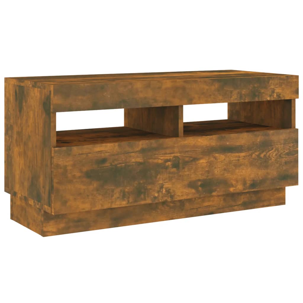 Modern Wooden 2pcs 70 Inch TV Tele Stand Unit Cabinet With LED Lights & Storage