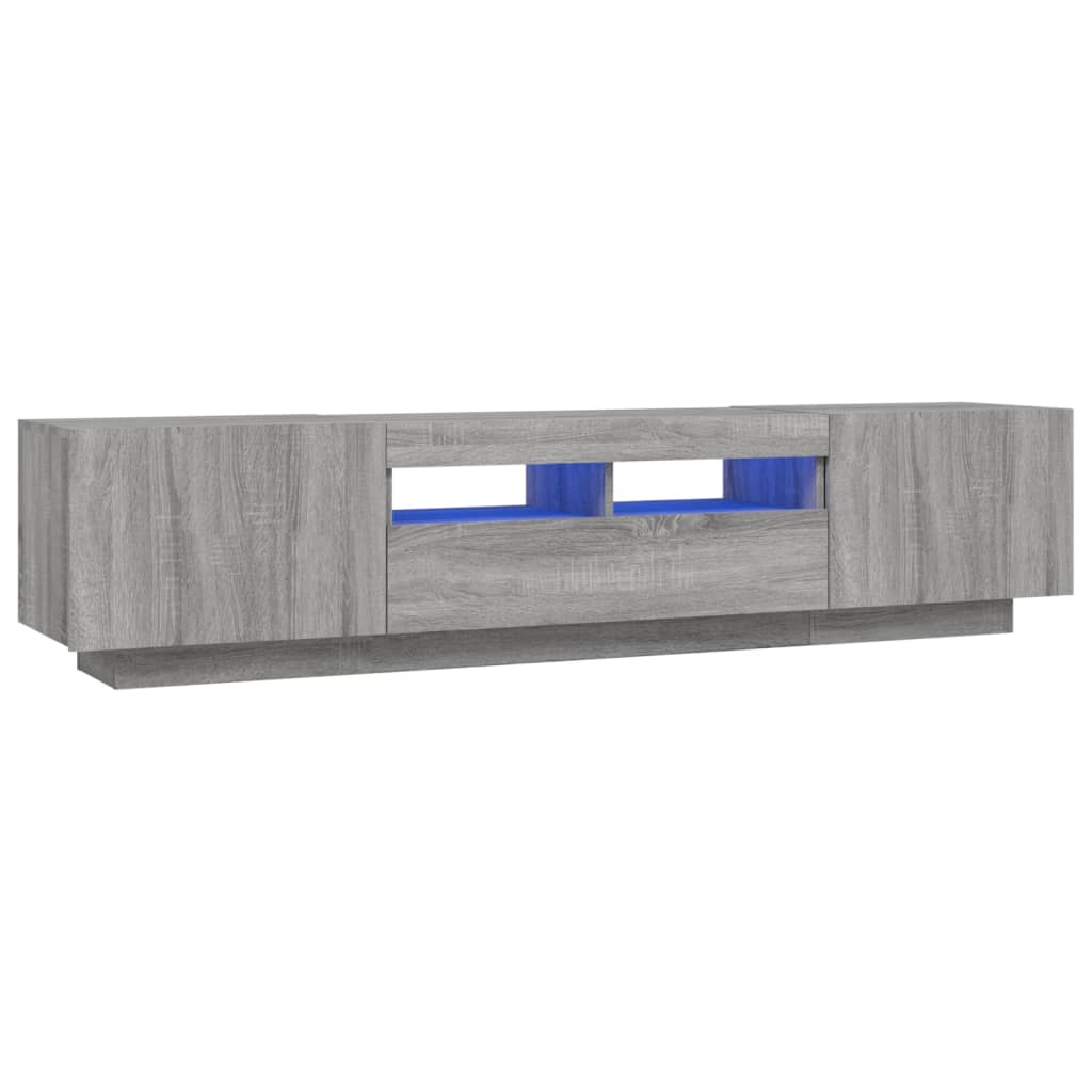 Modern Wooden 2pcs 70 Inch TV Tele Stand Unit Cabinet With LED Lights & Storage