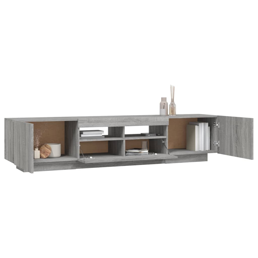 Modern Wooden 2pcs 70 Inch TV Tele Stand Unit Cabinet With LED Lights & Storage