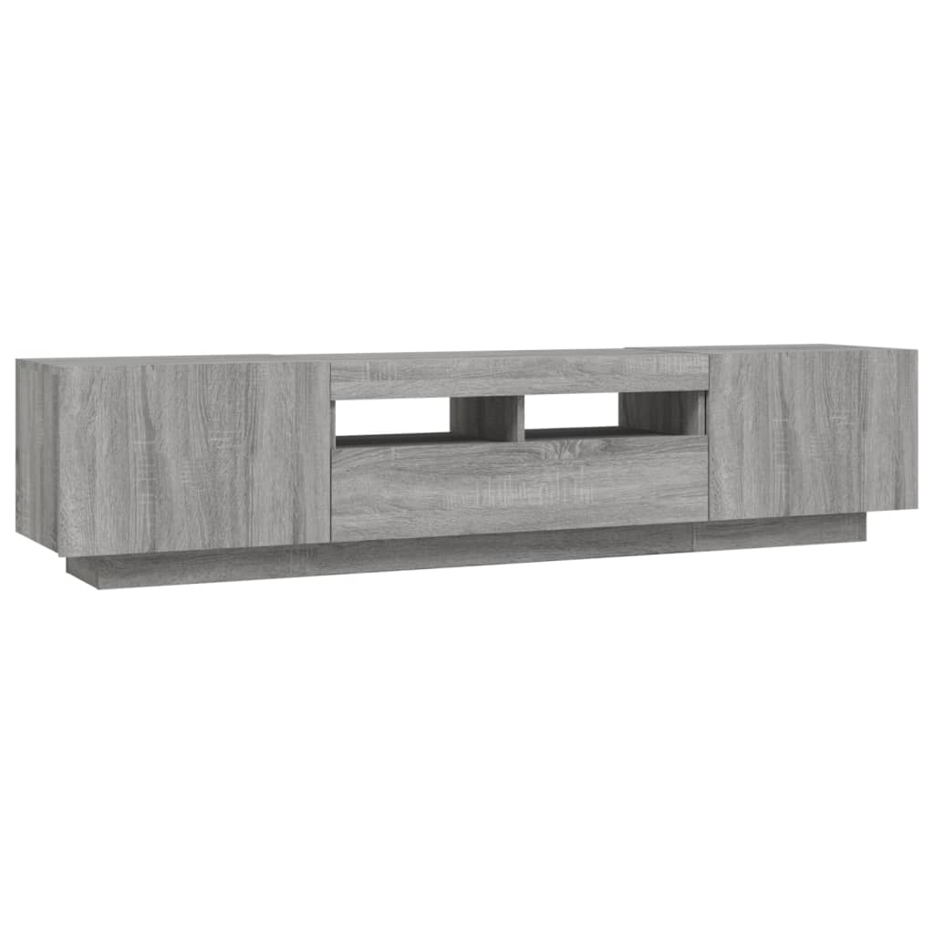 Modern Wooden 2pcs 70 Inch TV Tele Stand Unit Cabinet With LED Lights & Storage