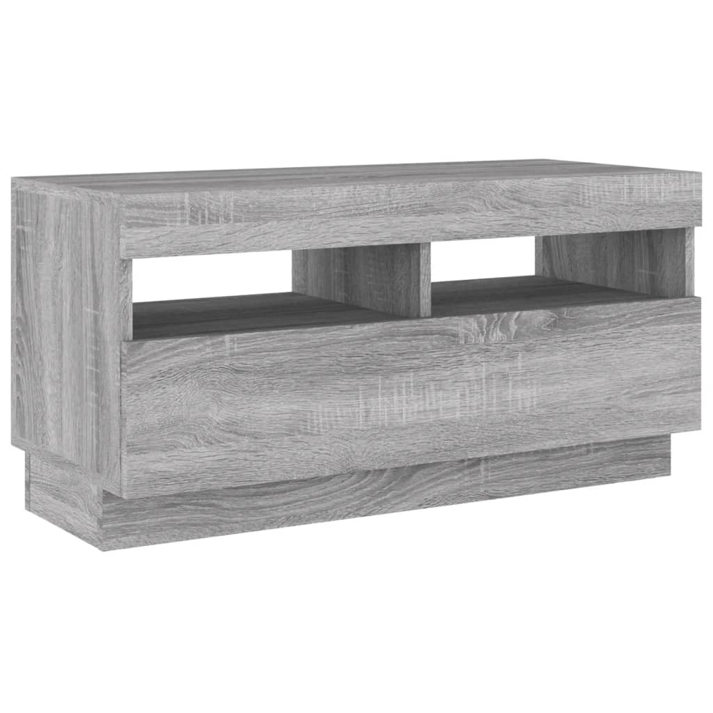 Modern Wooden 2pcs 70 Inch TV Tele Stand Unit Cabinet With LED Lights & Storage