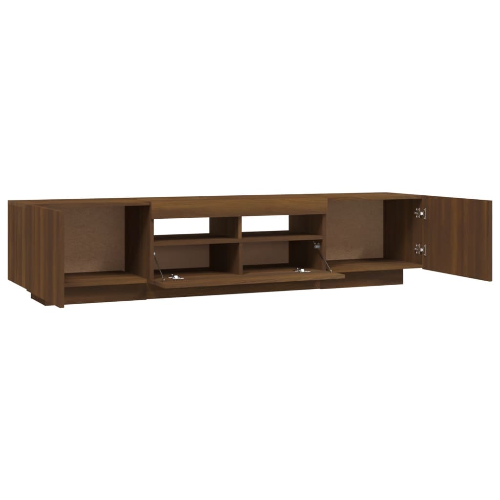 Modern Wooden 2pcs 70 Inch TV Tele Stand Unit Cabinet With LED Lights & Storage