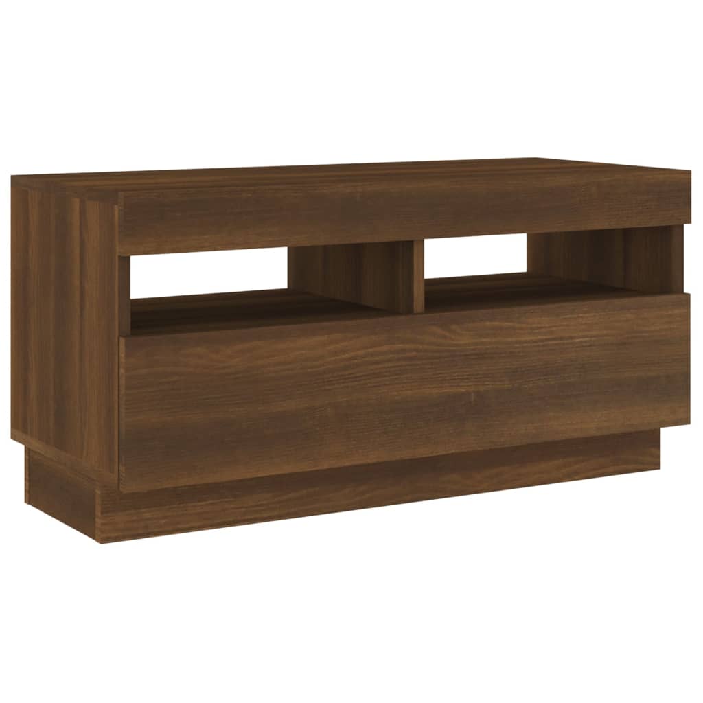 Modern Wooden 2pcs 70 Inch TV Tele Stand Unit Cabinet With LED Lights & Storage