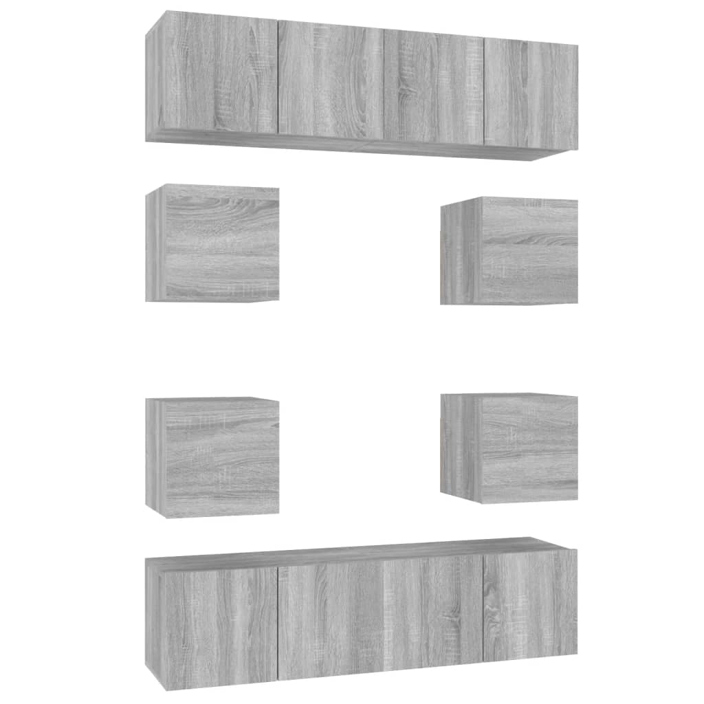 8 Piece TV Cabinet Set Grey Sonoma Engineered Wood