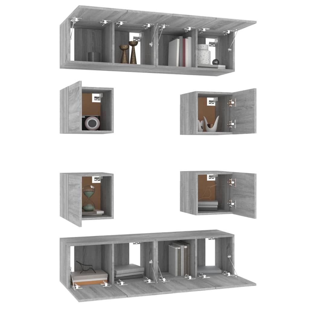 8 Piece TV Cabinet Set Grey Sonoma Engineered Wood
