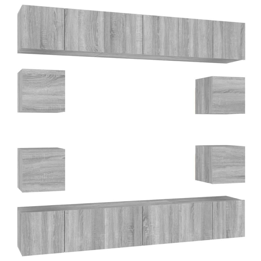 10 Piece TV Cabinet Set Grey Sonoma Engineered Wood