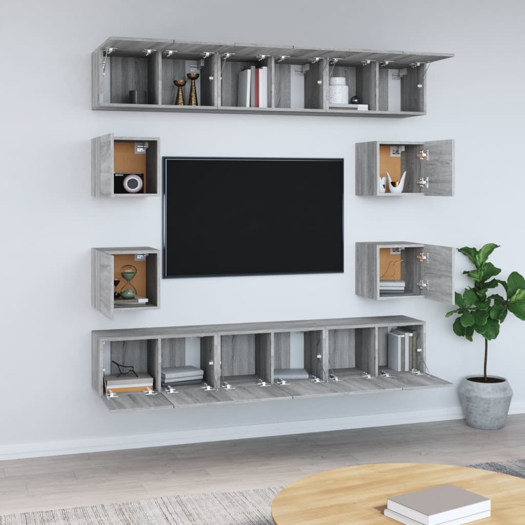 10 Piece TV Cabinet Set Grey Sonoma Engineered Wood