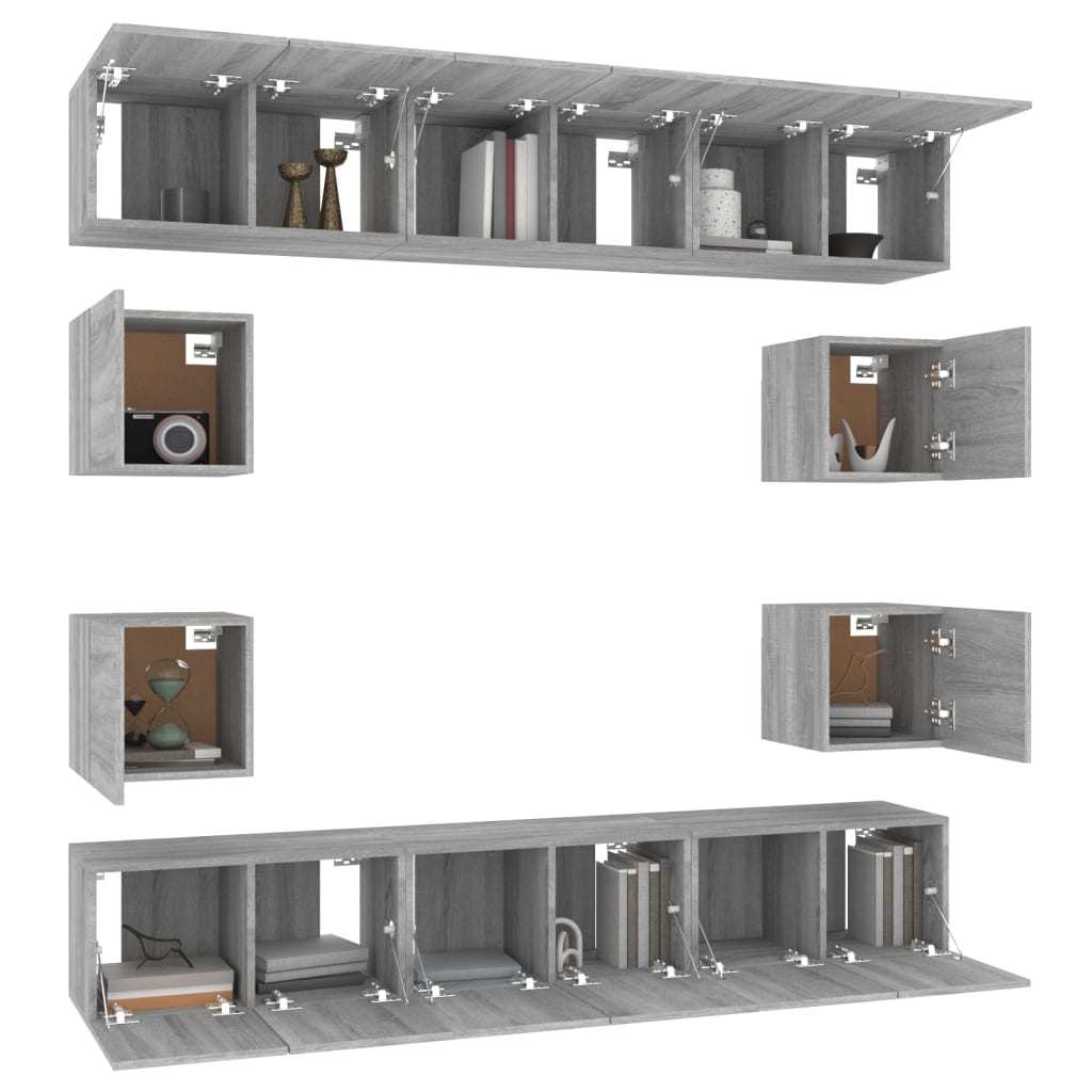 10 Piece TV Cabinet Set Grey Sonoma Engineered Wood