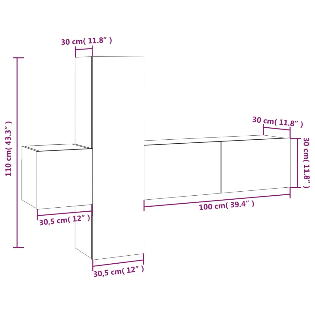 3 Piece TV Cabinet Set Grey Sonoma Engineered Wood