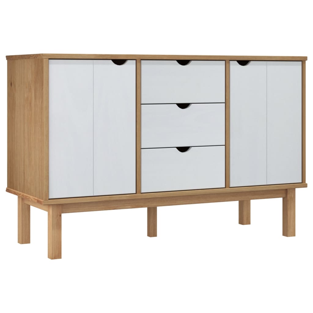 Sideboard OTTA Brown and White 113.5x43x73 cm Solid Wood Pine