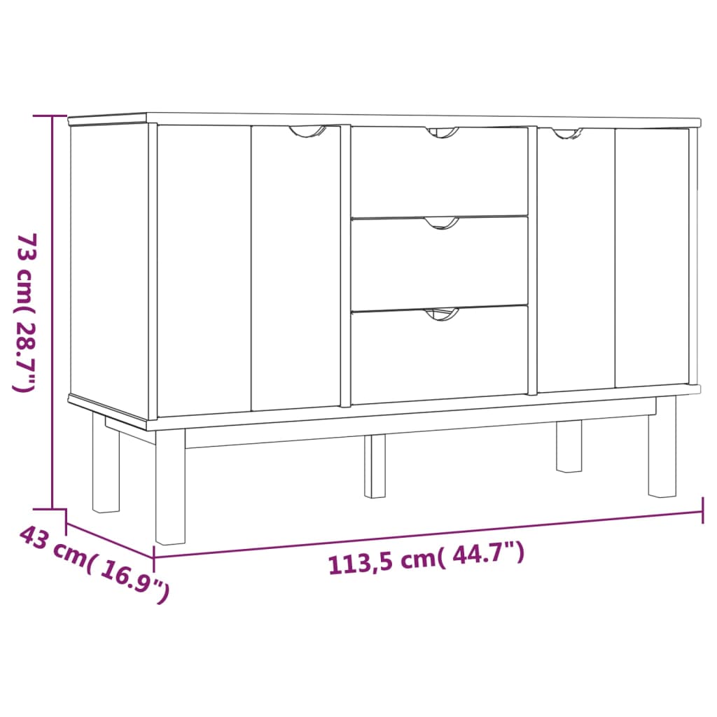 Sideboard OTTA Brown and White 113.5x43x73 cm Solid Wood Pine