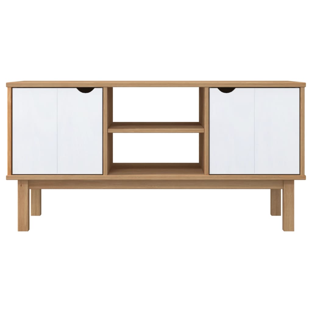 TV Cabinet OTTA Brown and White 113.5x43x57cm Solid Wood Pine