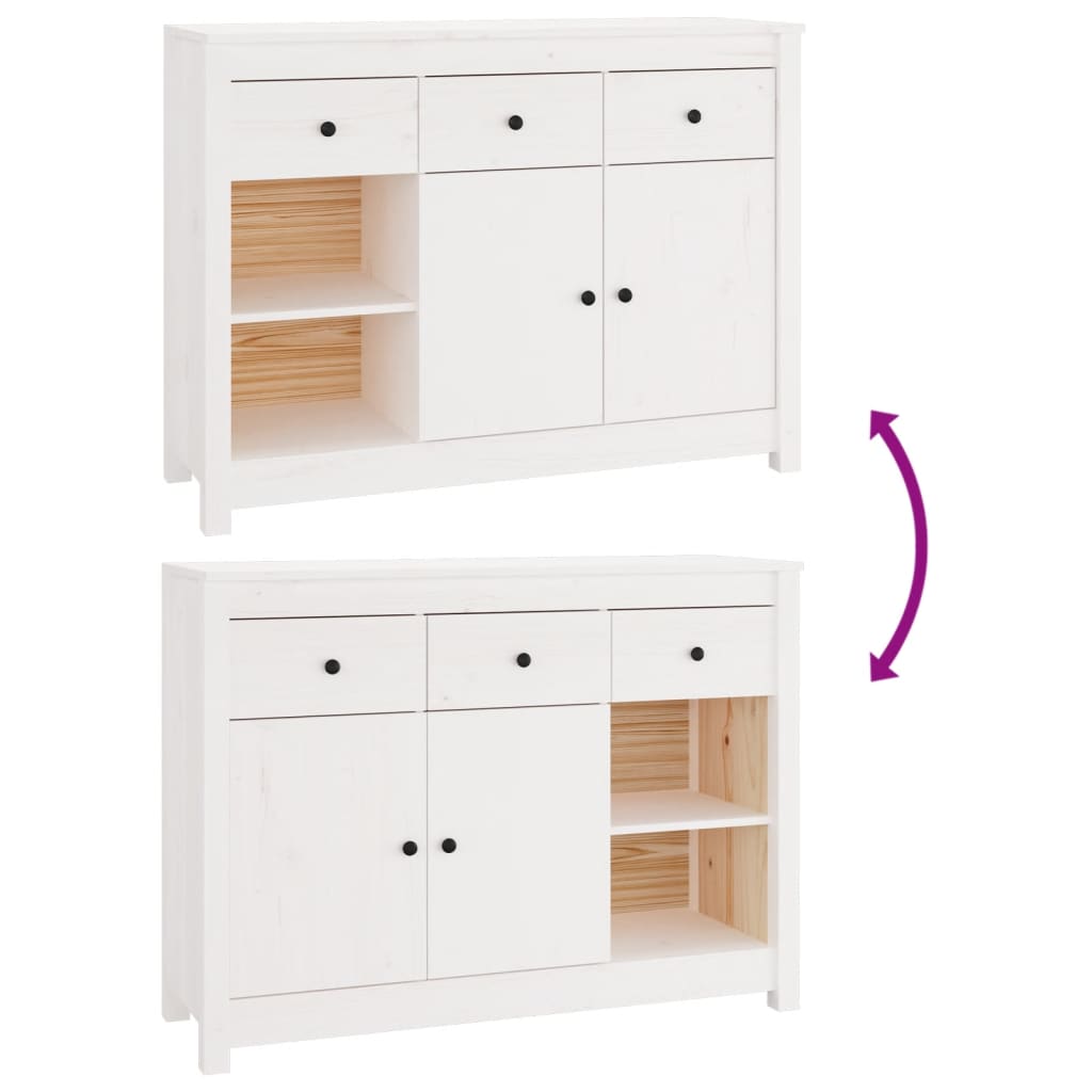 Sideboard White 100x35x74 cm Solid Wood Pine