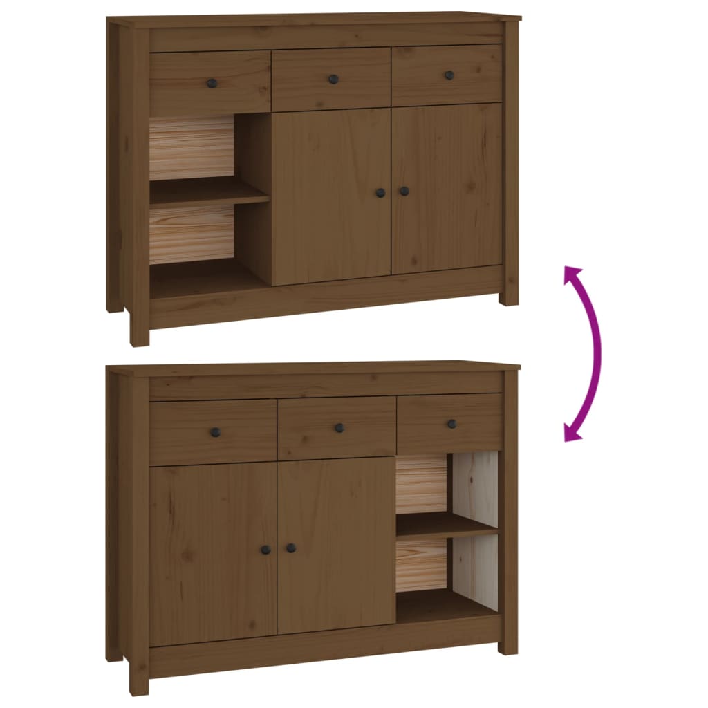 Sideboard Honey Brown 100x35x74 cm Solid Wood Pine