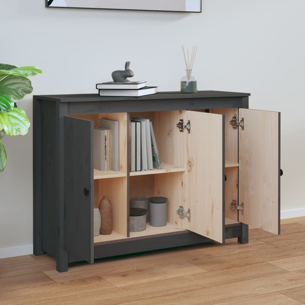 Sideboard Grey 100x35x74 cm Solid Wood Pine
