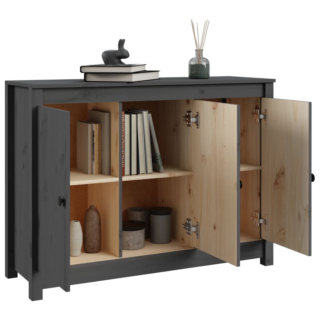 Sideboard Grey 100x35x74 cm Solid Wood Pine