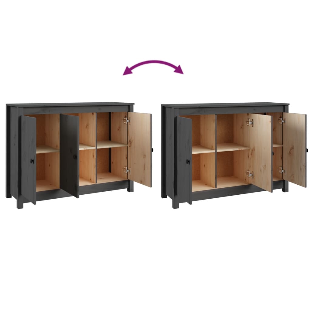 Sideboard Grey 100x35x74 cm Solid Wood Pine