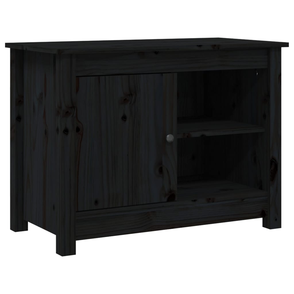 TV Cabinet Black 70x36.5x52 cm Solid Wood Pine