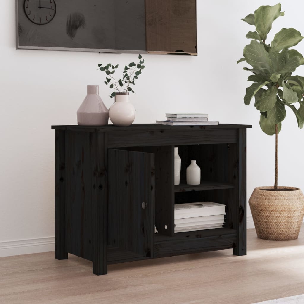 TV Cabinet Black 70x36.5x52 cm Solid Wood Pine