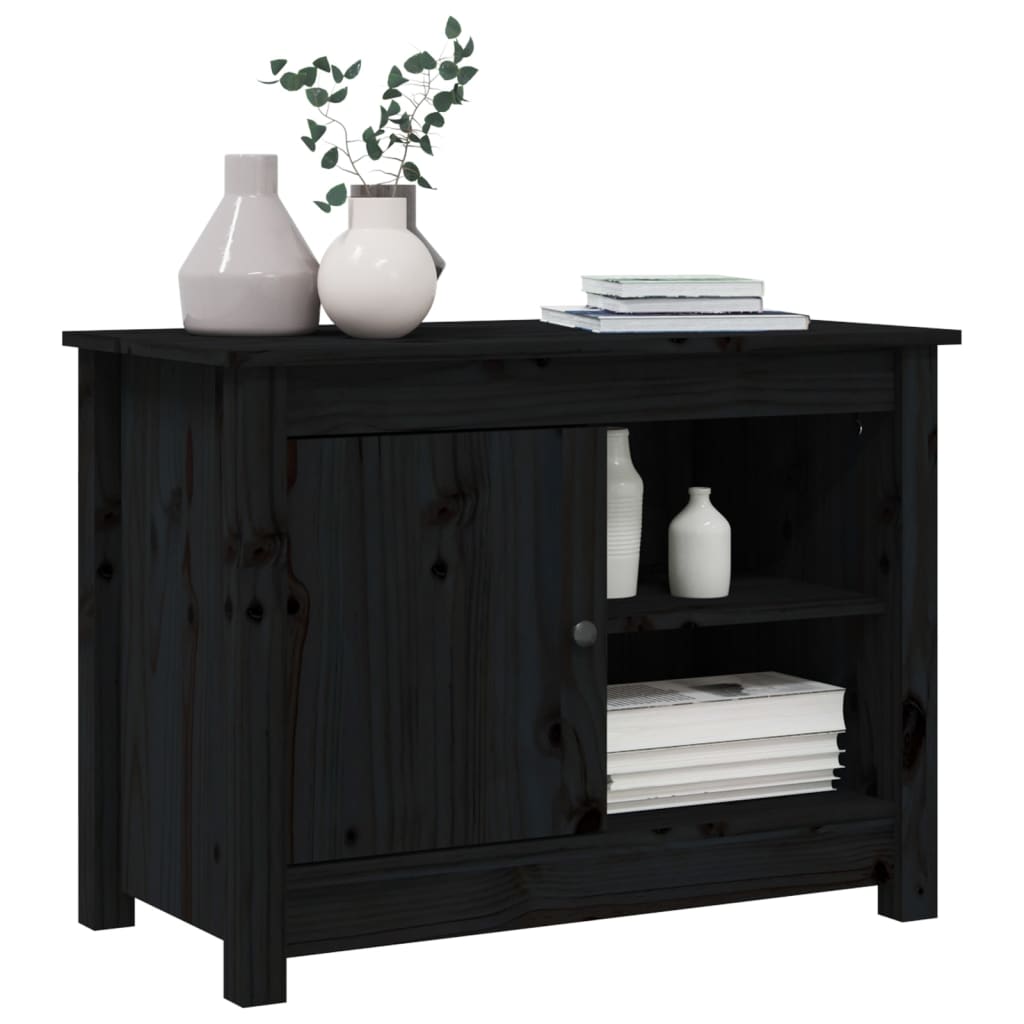TV Cabinet Black 70x36.5x52 cm Solid Wood Pine